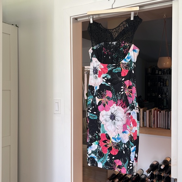 Lace Top Floral Cocktail Dress - Picture 1 of 4
